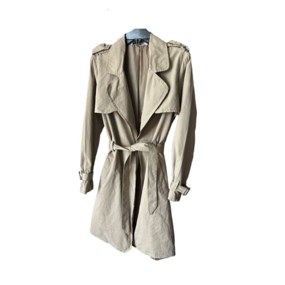 SH|collection neutral tan embroidered floral back trench coat - Picture 3 of 15